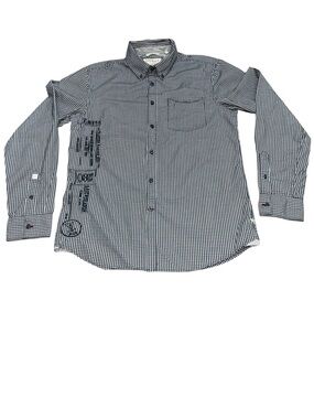 Guess Men's Navy & White Gingham Button-Down Shirt